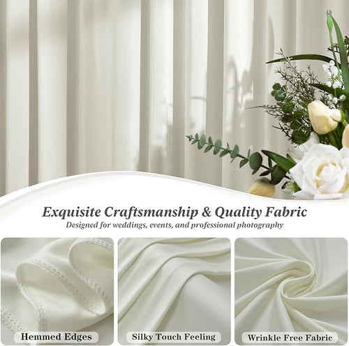 10 ft x 10 ft Wrinkle Free Beige Backdrop Curtain - Image 2