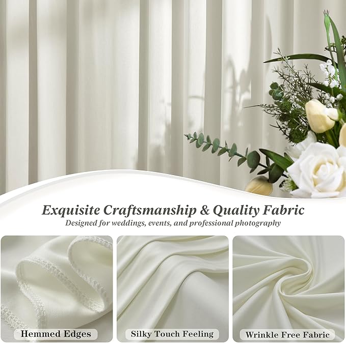 30 ft x 10 ft Wrinkle Free Beige Backdrop Curtain - Image 2