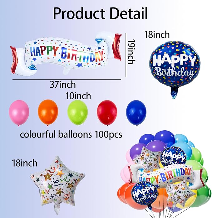 Birthday Decoration Set Colorful Happy Birthday Banner Balloon - Image 2