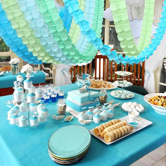 Blue-Green Party-Decorations Streamers Garland - 157Ft Four-Leaf Clover Hanging - Image 5