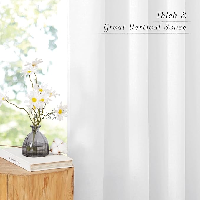 NICETOWN Thick Linen White Curtains 72 inches Long - Image 5