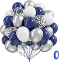 60pcs Navy Blue and Silver Balloons 12inch by Leraqertra