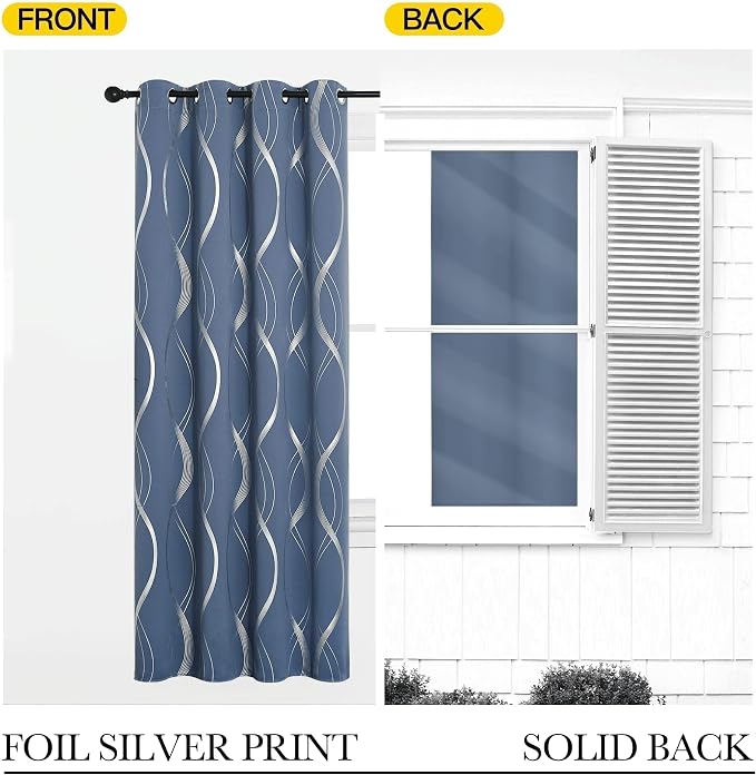 NICETOWN Stone Blue Decorative Curtains Blackout 84 inch Length - Image 6