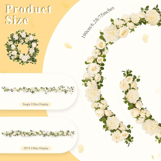 Findosom Total 12.4Ft Artificial Flowers Garlands - Image 6