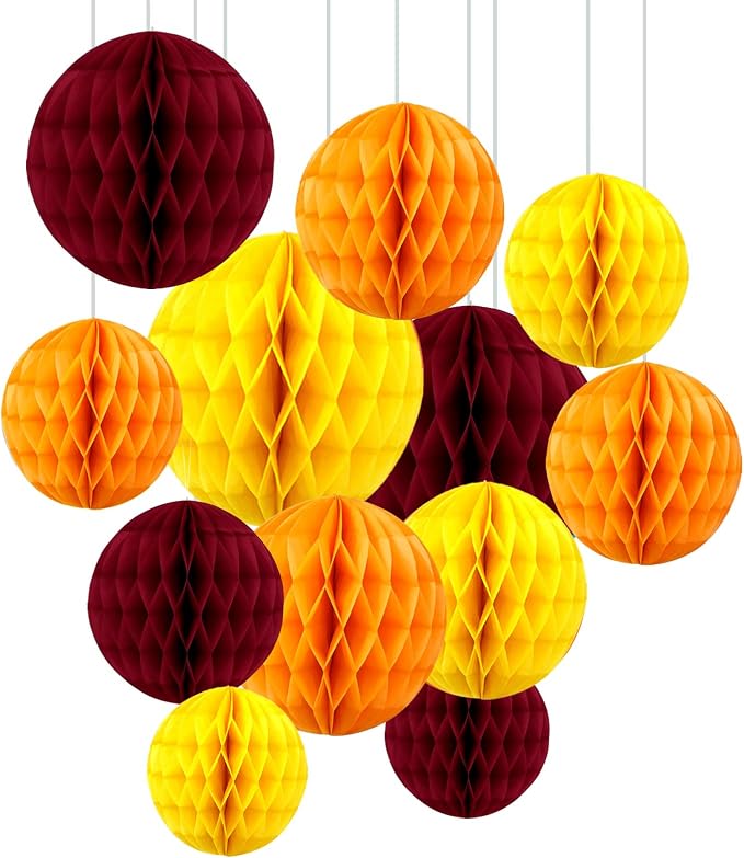 ZOOYOO 12Pcs 6" 10" Honeycomb Balls Decorations Hanging Tissue Paper Pom Poms by ZOOYOO