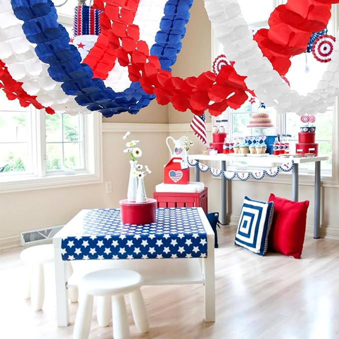 Fourth-4th of July Memorial-Day Party-Decorations - 157FT Red White Blue - Image 5