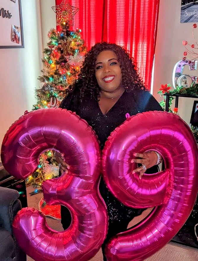 9 Balloon Numbers Birthday Decorations, 40In Hot Pink Balloons - Image 3