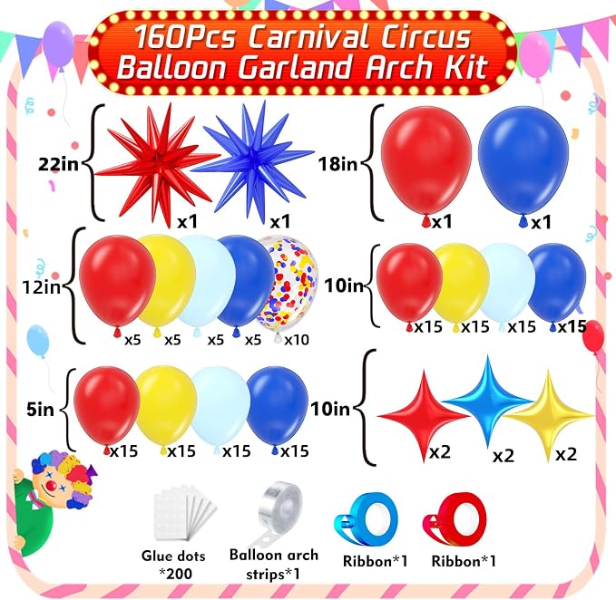 Carnival Balloon Garland Arch Kit 153pcs - Image 2