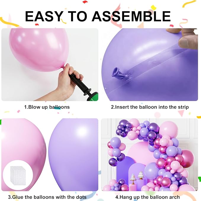 Pink and Purple balloons Arch Kit, 18 12 10 5 inch, - Image 3