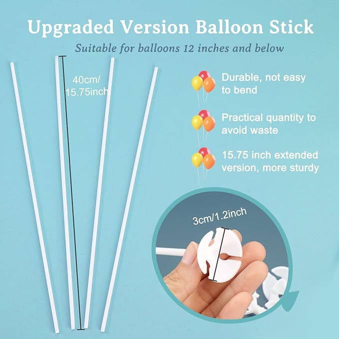 PP OPOUNT 20 PCS Long Balloon Sticks, 15.7 inches Balloon Sticks - Image 2