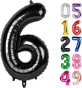 Black Number 6 Balloon 40 Inch, 6th Birthday Party Decorations Men Women | Foil by IWERP