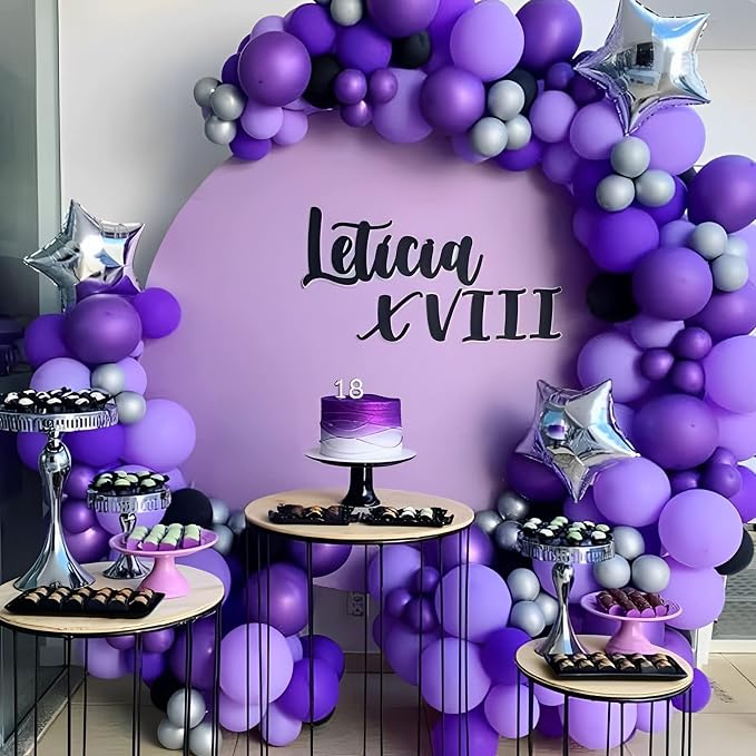Voircoloria 105pcs Purple Party Latex Balloons, 12inch | - Image 5