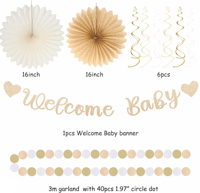 Champagne-Gold Fall Boho Baby Shower Party-Decorations - Image 3