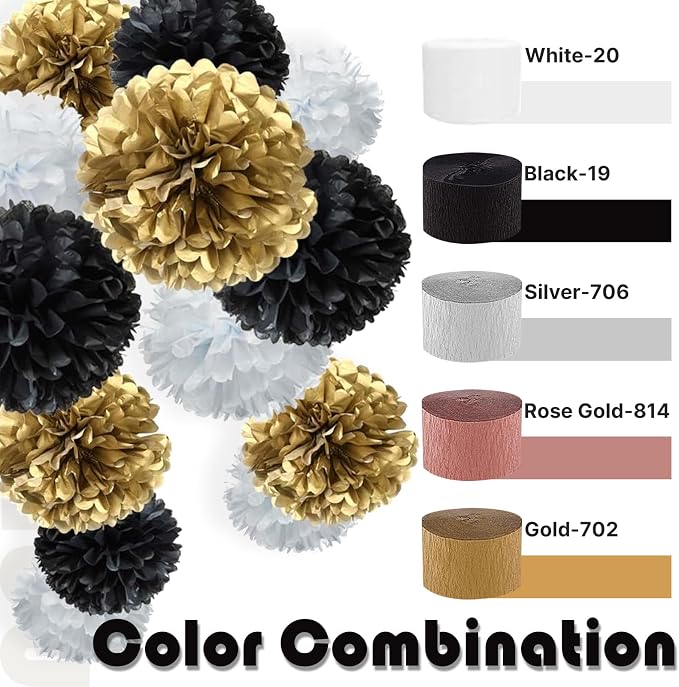 PartyWoo Silver Crepe Paper Streamers 6 Rolls 492 FT Streamers | Graduation - Image 3