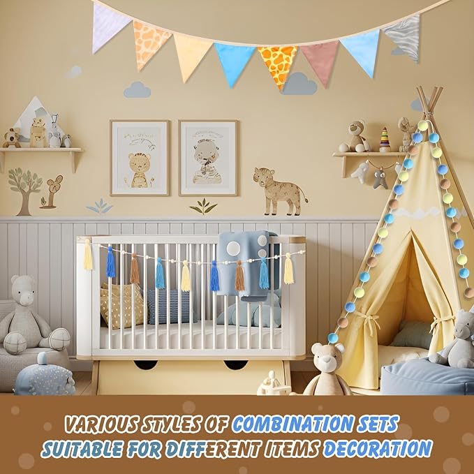 Hahafelt 4 Pcs Baby Shower Party Decoration Kit Pennant Bunting Banner Tassel - Image 7