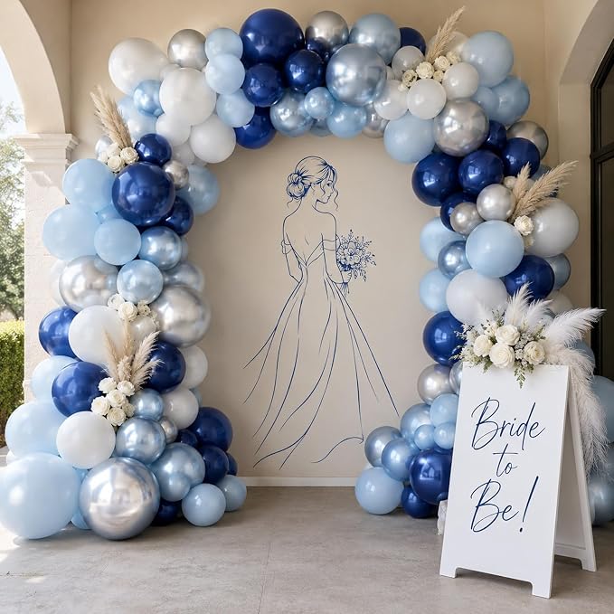 Navy Blue Silver Balloons, 50 Packs 12 Inch Dark Pearl Blue Metallic Light Blue - Image 4