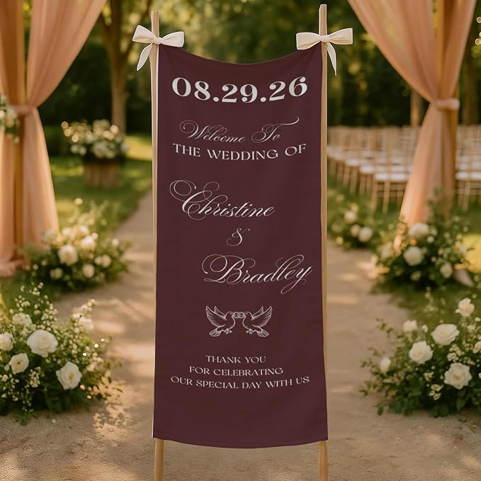 Luxury Wedding Linen Wall Tapestry Welcome Banner, Personalized Couple Names - Image 5