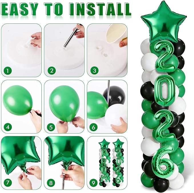 2 Set Green White Black Balloons Column Stand Kit Adjustable Tower Stand from - Image 4