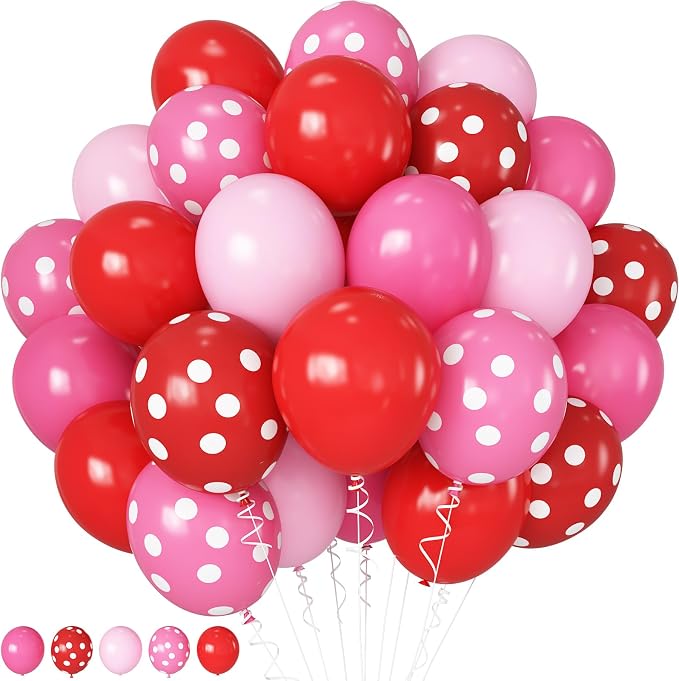 HILAVO Red and Pink Balloons Strawberry Hot Pastel Light Pink Rose Red Latex by HILAVO