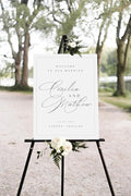 Welcome Wedding Sign Personalized, Elegnat Modern Wedding Sign Decorations Signage 12" X 18" (Small), 27" (Medium), 36" (Large), Plastic, Modern, Pole Mount, Weather