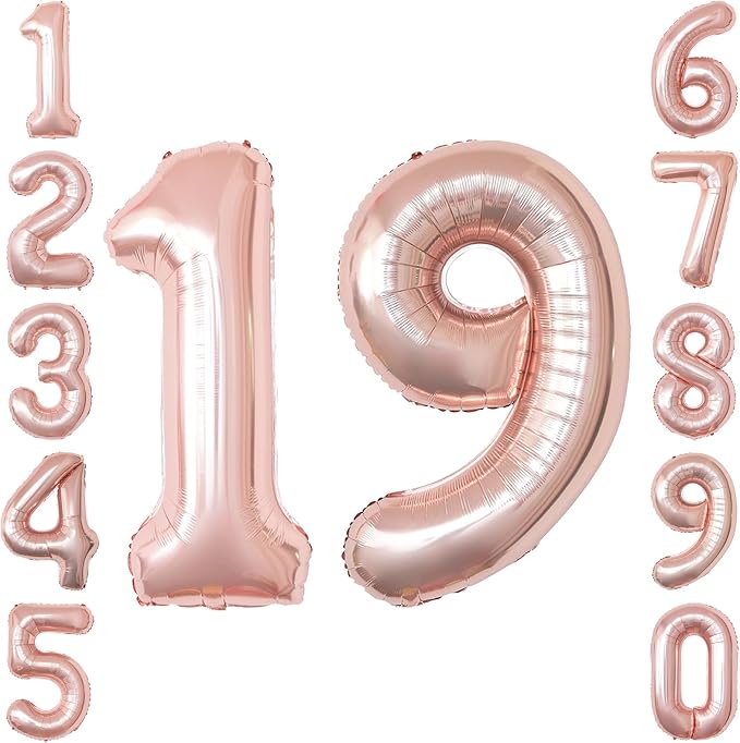 Rose Gold Number 19 Balloon 40 Inch, Luxe Foil by Unknown