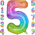 40 Inch Rainbow Number Balloon 5, Large Number Foil Balloons Mylar by PatiCool