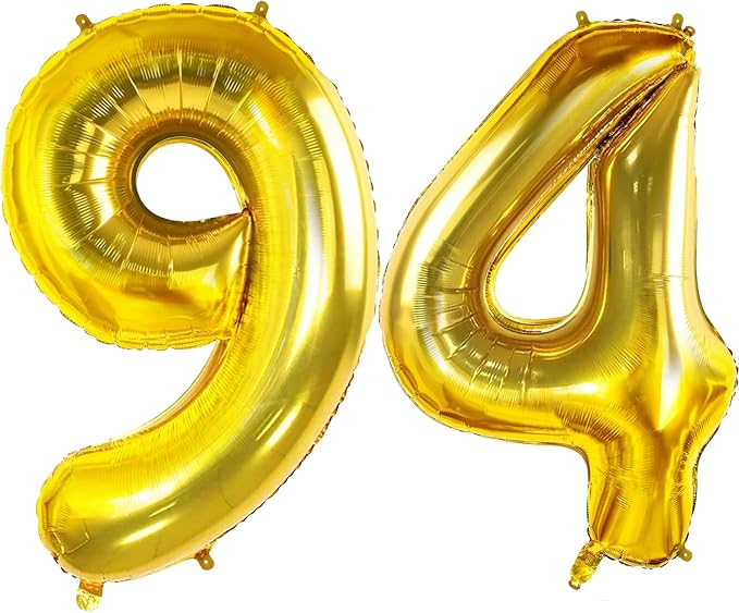 Number 94 Balloons for 94th Birthday Party Decorations, 0-100 Large No.94 by Joycard