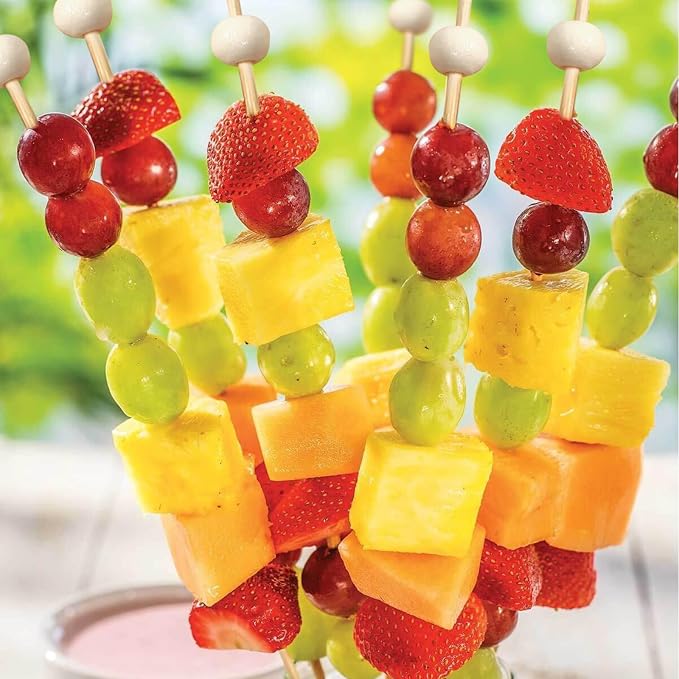 Wooden Cocktail Picks with Beads, Fruit Kabobs, Party Food - Image 3
