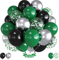 Green Black Balloons Dark Green Black Silver Confetti Balloons 35 Pcs 12 Inch by HILAVO