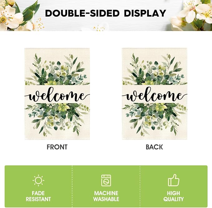 AVOIN colorlife Spring Summer Floral Welcome Garden Flag Outside 12x18 Inch | - Image 5