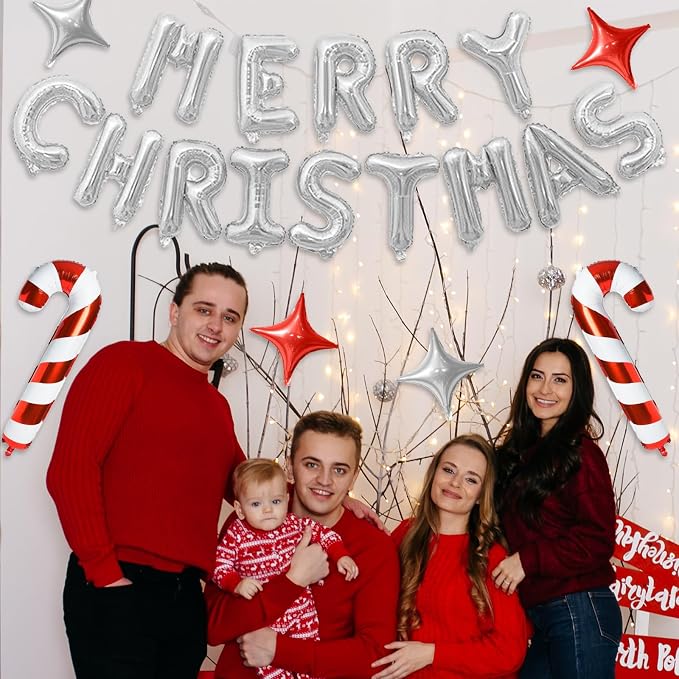 FunHot Merry Christmas Balloons Banner, 16 Inch Xmas Letter Balloon - Image 6