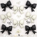 8Pcs Black White Bow Foil Balloons, 21Inch Black and White Bow Shaped Balloons by Hapmori