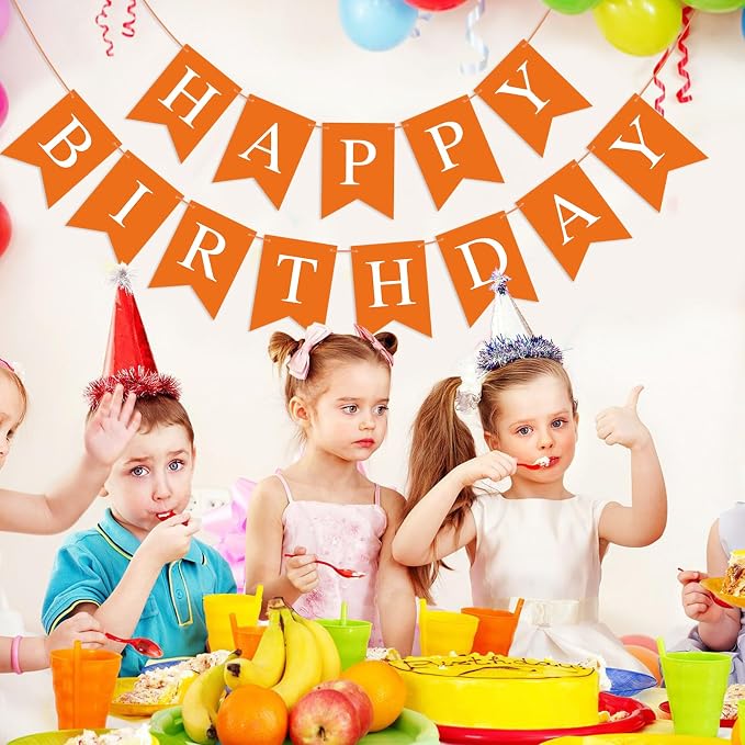 Orange Happy Birthday Banner Birthday Sign - Image 5