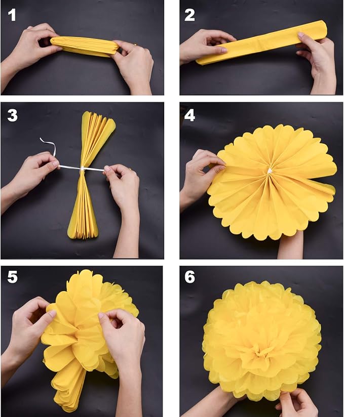 Livder Paper Flowers Bright Colorful Tissue Paper Pom Poms - Image 5