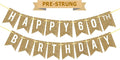 Netnology Pre-Strung Gold Glitter 60th Happy Birthday Banner Decorations | 12 by Netnology