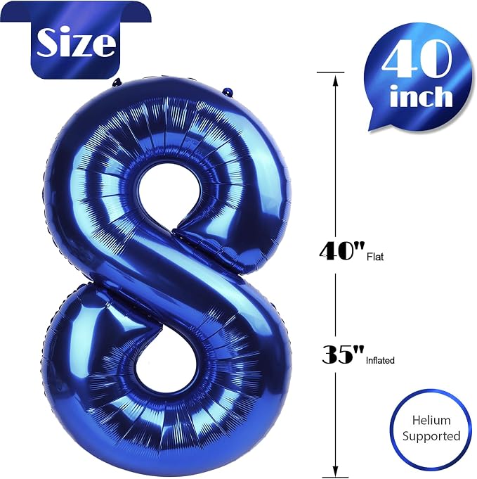 Night Blue Number 8 Balloon 40 Inch - Image 4