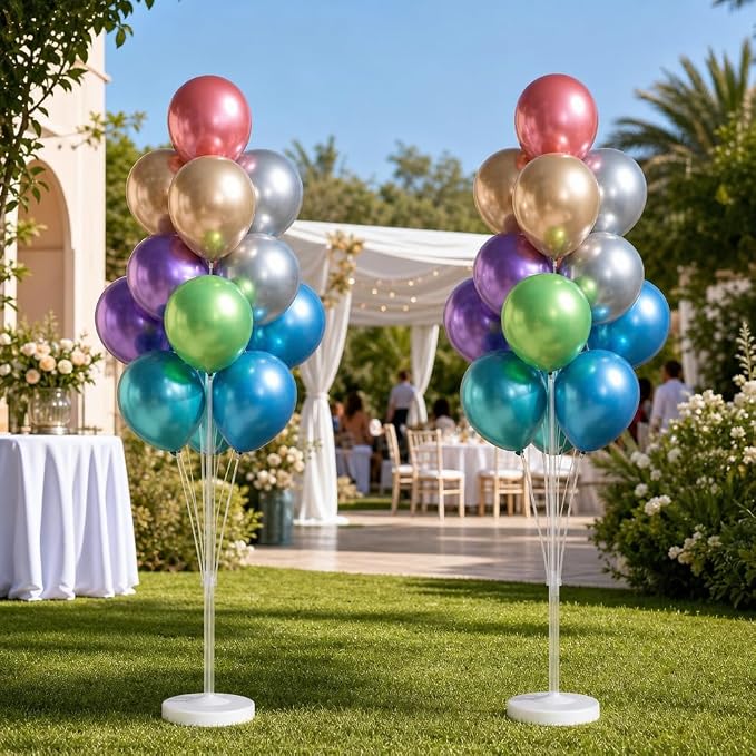 Metallic Balloon Tower Kit for Floor Set of 2 Base&Pole Decor for Shower Party - Image 9