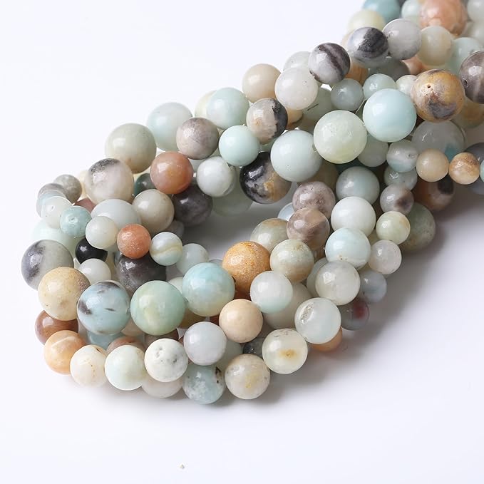 Fancy Stone Beads for Jewelry Making DIY Craft Gemstone Beads Kit (6mm, 60pcs) Smooth Healing Crystal Beads for Bracelets, Necklaces, Home Decor