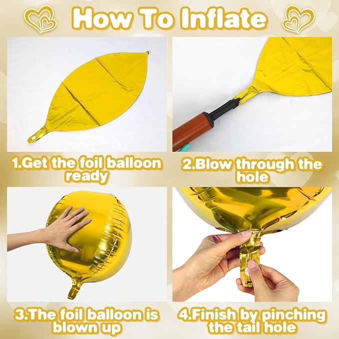 Gold Round Foil Balloons 9 pcs, Metallic Gold Giant 4D Round Balloons 22 Inch - Image 7