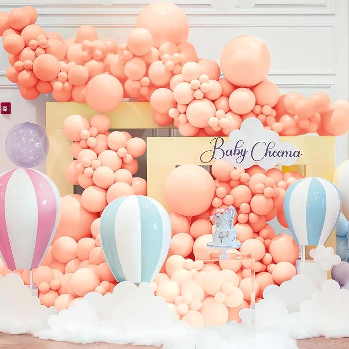 200 Pieces Pastel Orange Peach Balloons Garland Arch Kit Light Orange Balloons - Image 5