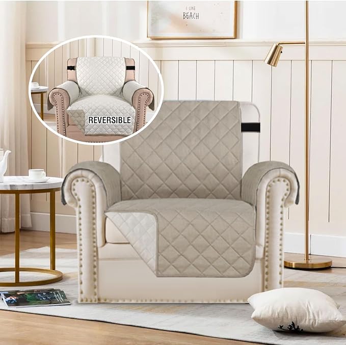 H.VERSAILTEX Reversible Quilted Chair Cover Washable Couch Covers - Image 3