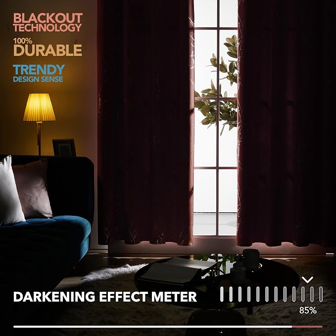 Deconovo Living Room Curtains 95 Inches Long, Thermal Insulated, Room Darkening - Image 5