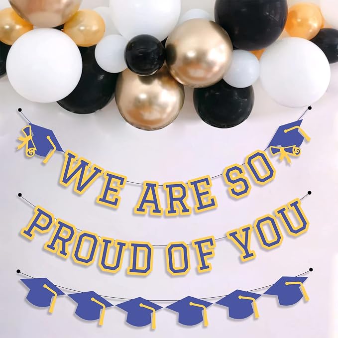 We Are So Proud Of You Banner Graduation Party Decorations Congrats Grad Cap - Image 4