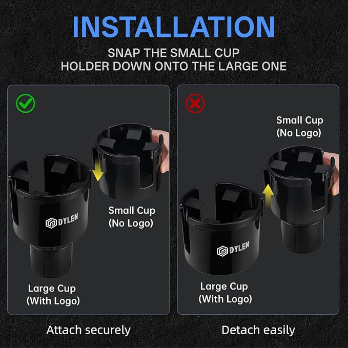 DYLEN Car Cup Holder Expander, 2 in 1 Cup Holder Adpater Extenter - Image 4