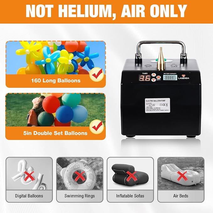 B231 Portable Electric Balloon Inflator 2400W 110V Electric Bolloon Blower Pump - Image 8