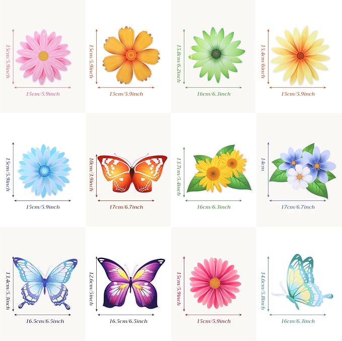 36 Pcs Spring Summer Butterfly Flower Party Decoration Hanging Ceiling Swirl - Image 2