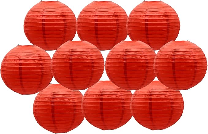 Red Paper Lanterns Round Shape Chinese Japanese Lanterns by BARTHEW
