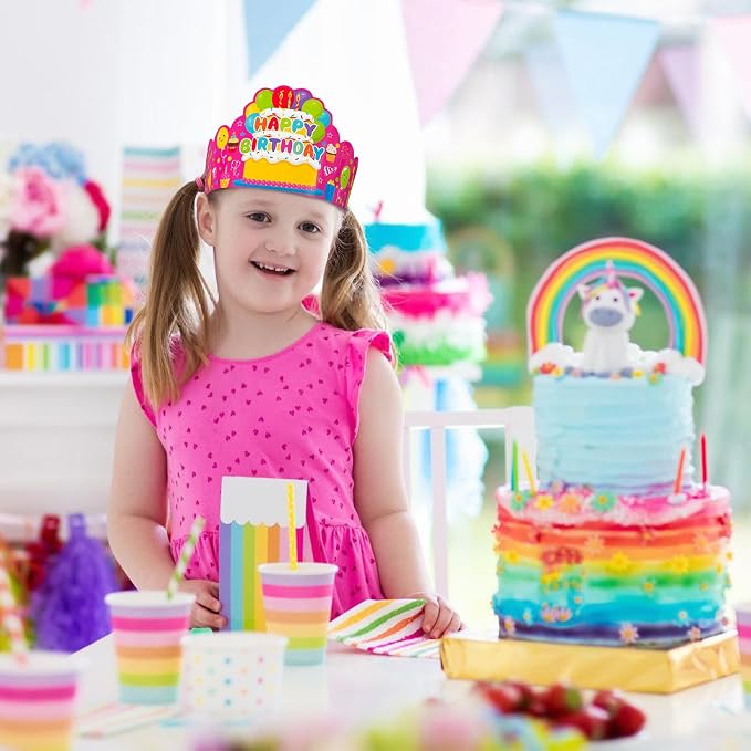 30 Pcs Birthday Party Crowns for Kids Happy Birthday Hats Colorful Crown Set - Image 5