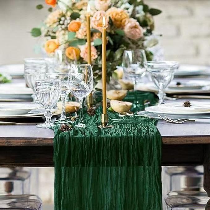 6Pack Emerald Green Cheesecloth Table Runner 20x120inch Gauze Runner | Emerald - Image 7