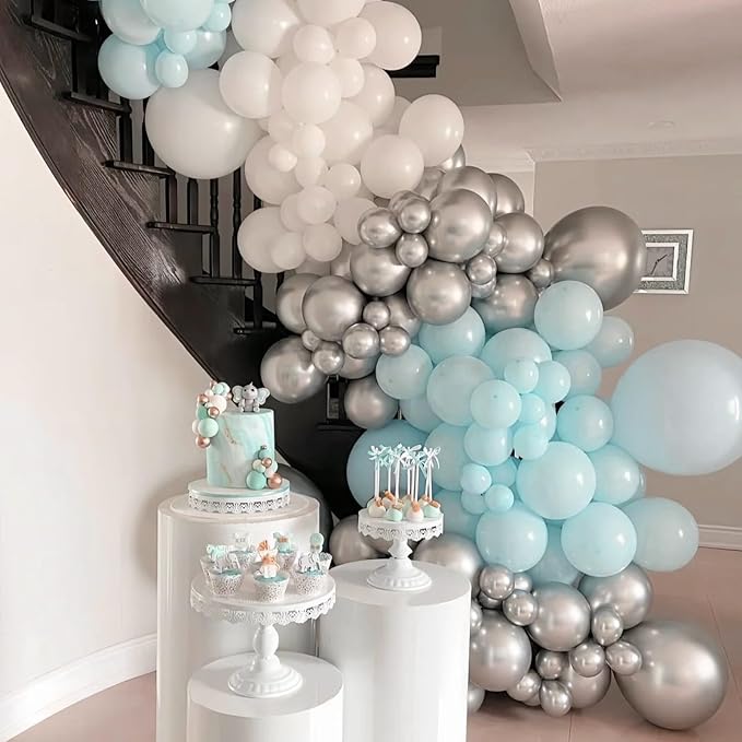Voircoloria 105pcs Pale Aqua Party Latex Balloons, 12inch | - Image 4